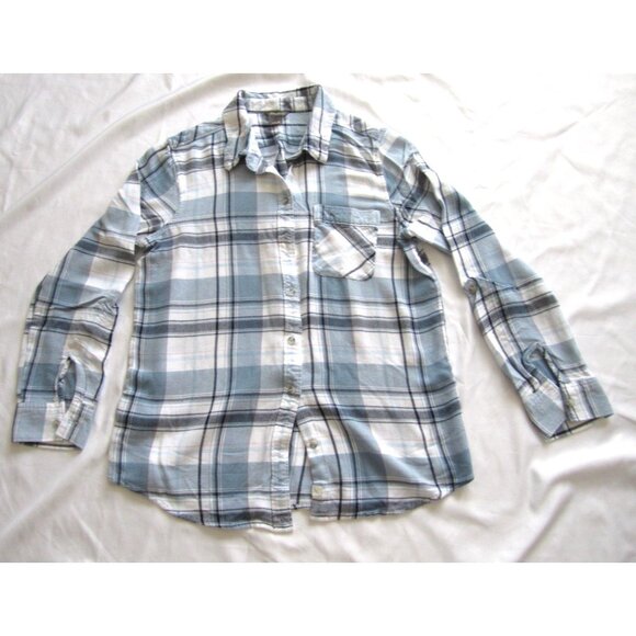 Women's Eddie Bauer 100% Rayon Button Plaid Long Sleeve Shirt Sz M (WB397) - Picture 1 of 8